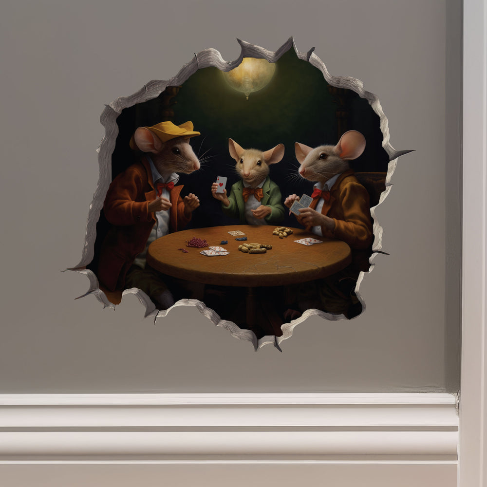 Poker mice decal on wall