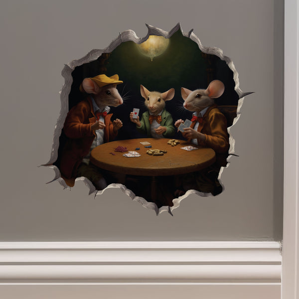 Poker mice decal on wall