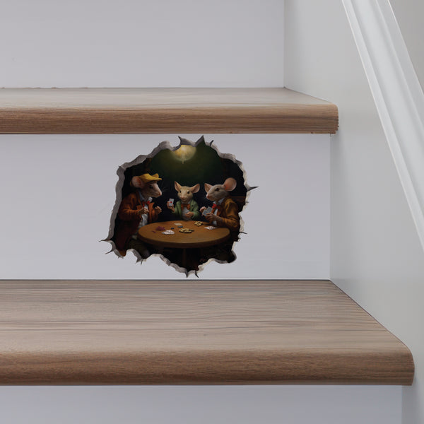 Poker Mice decal on stairs
