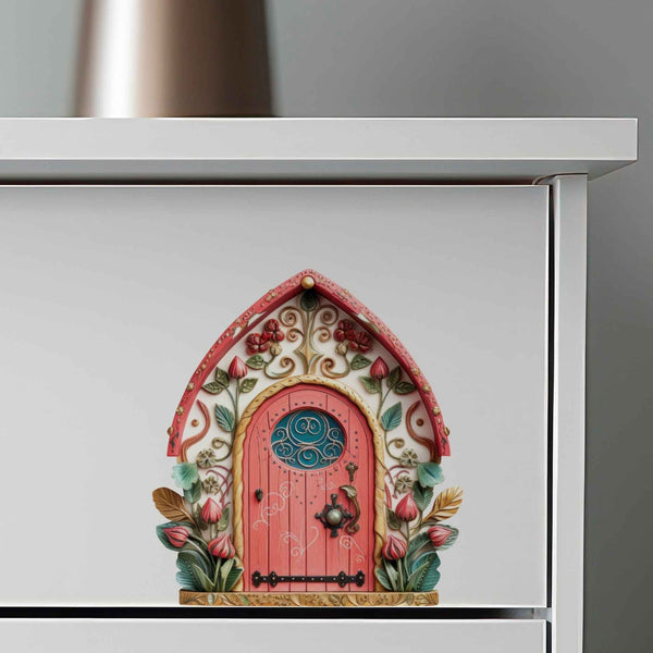 Pretty in Pink Fairy Door Decal - My Wonderful Walls