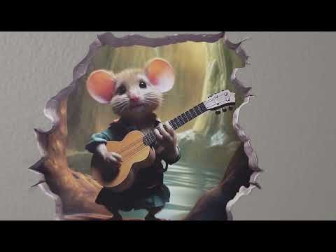 Guitar-Playing Mouse Hole Decal