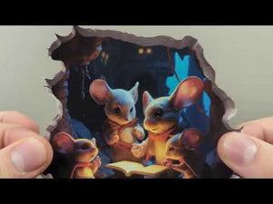 Reading Family Mouse Hole Decal