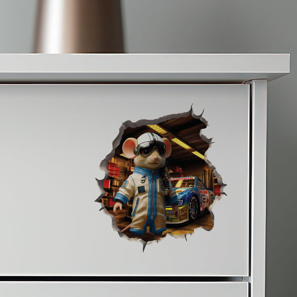 Rac Car Driver Mouse decal on dresser