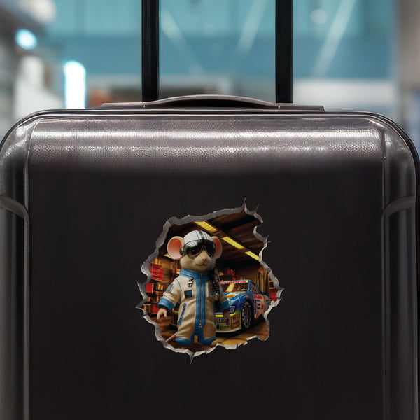 Rac Car Driver Mouse decal on luggage