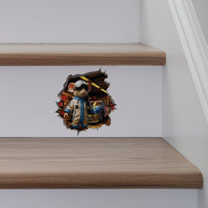 Rac Car Driver Mouse decal on stairs