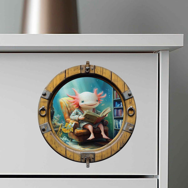 Reading Axolotl Hole Decal - My Wonderful Walls