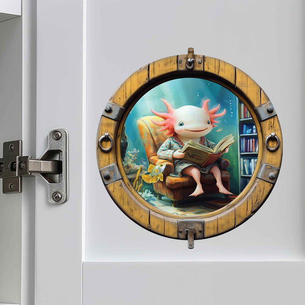 Reading Axolotl Hole Decal - My Wonderful Walls