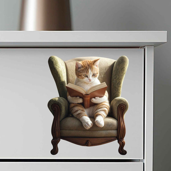 Reading Cat Decal - My Wonderful Walls