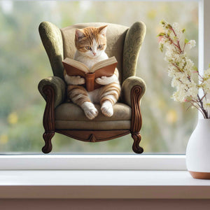 Reading Cat Decal - My Wonderful Walls