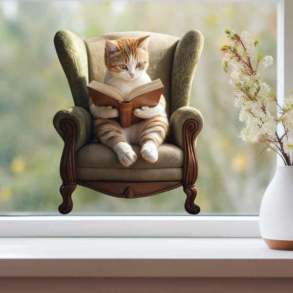 Reading Cat Decal - My Wonderful Walls