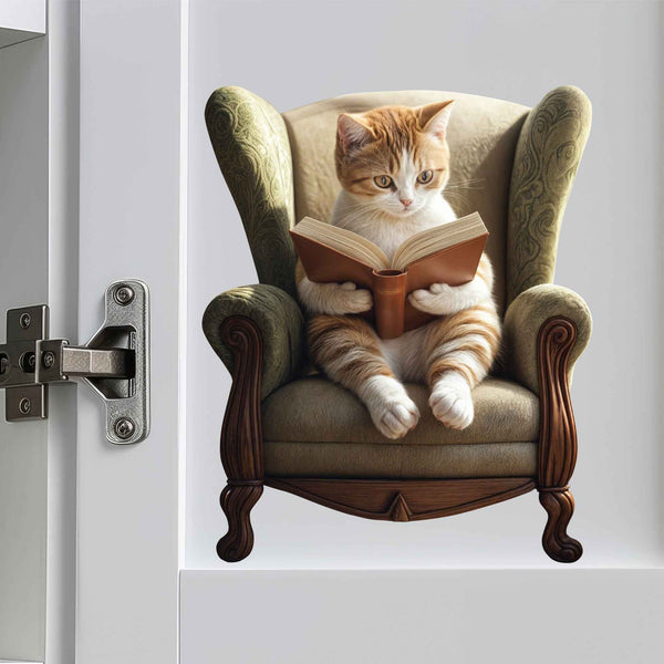 Reading Cat Decal - My Wonderful Walls