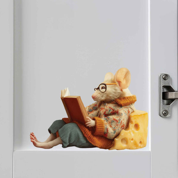 Reading Cheese Mouse Decal - My Wonderful Walls
