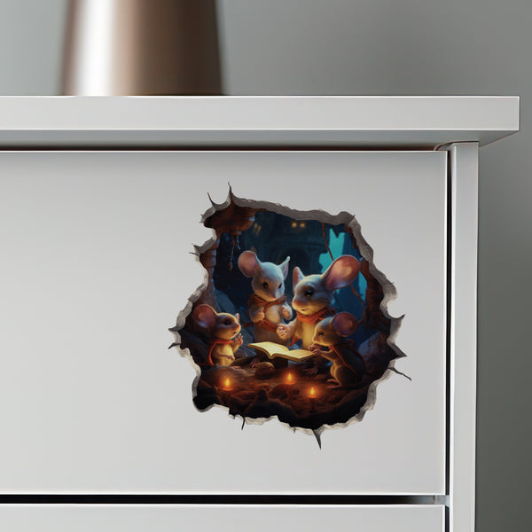 Reading Mouse Family decal on dresser