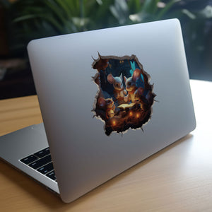 Reading mouse family decal on laptop