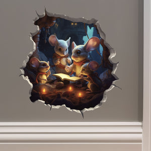 Reading Mouse Family decal on wall