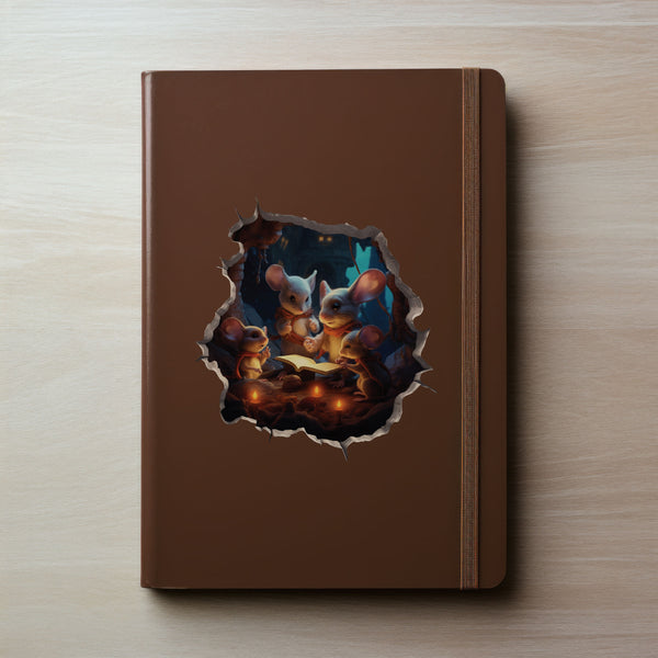 Reading Mouse Family decal on notebook