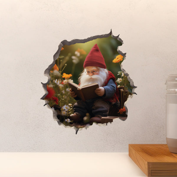 Reading Gnome Notebook Decal above countertop