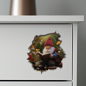 Reading Gnome Notebook Decal on dresser