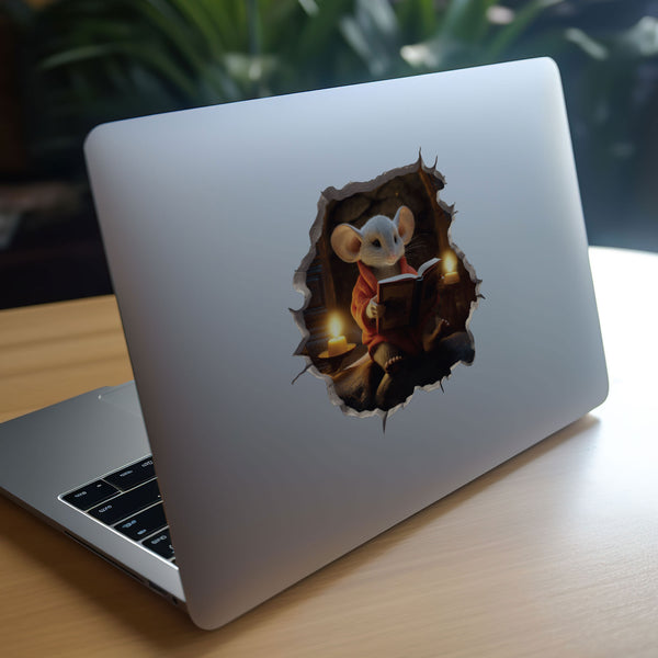 Reading mouse decal on laptop