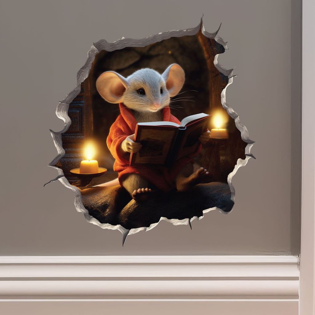 Reading Mouse Hole Wall Decal