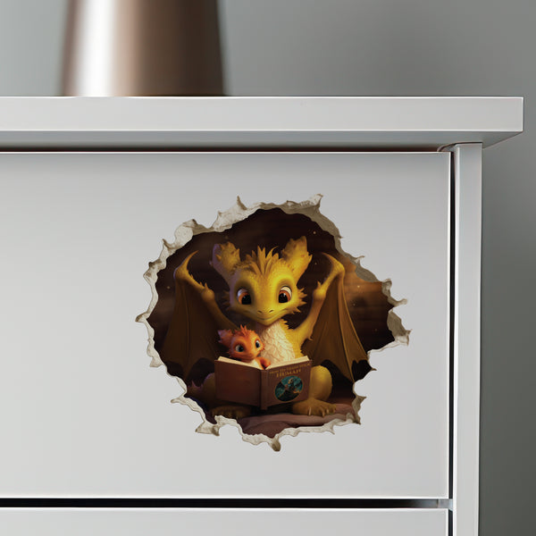 Dragon Parent and Child Reading decal on dresser
