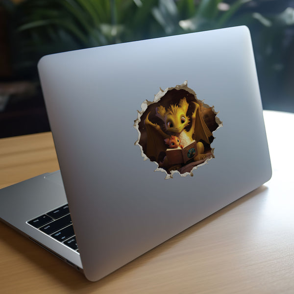 Dragon Parent and Child Reading decal on laptop