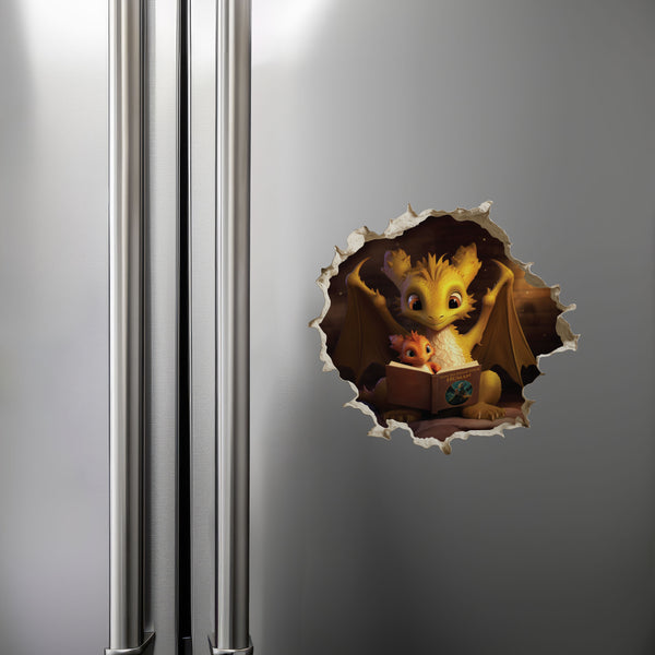 Dragon Parent and Child Reading decal on refrigerator