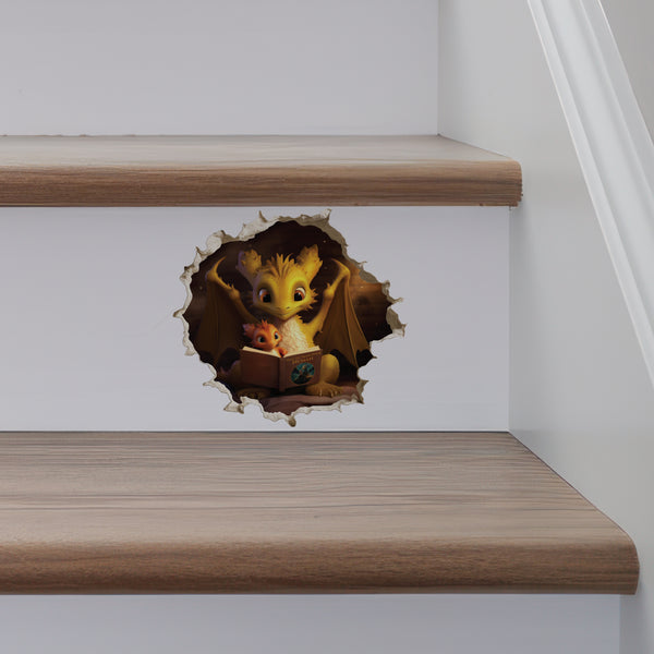 Dragon Parent and Child Reading decal on stairs