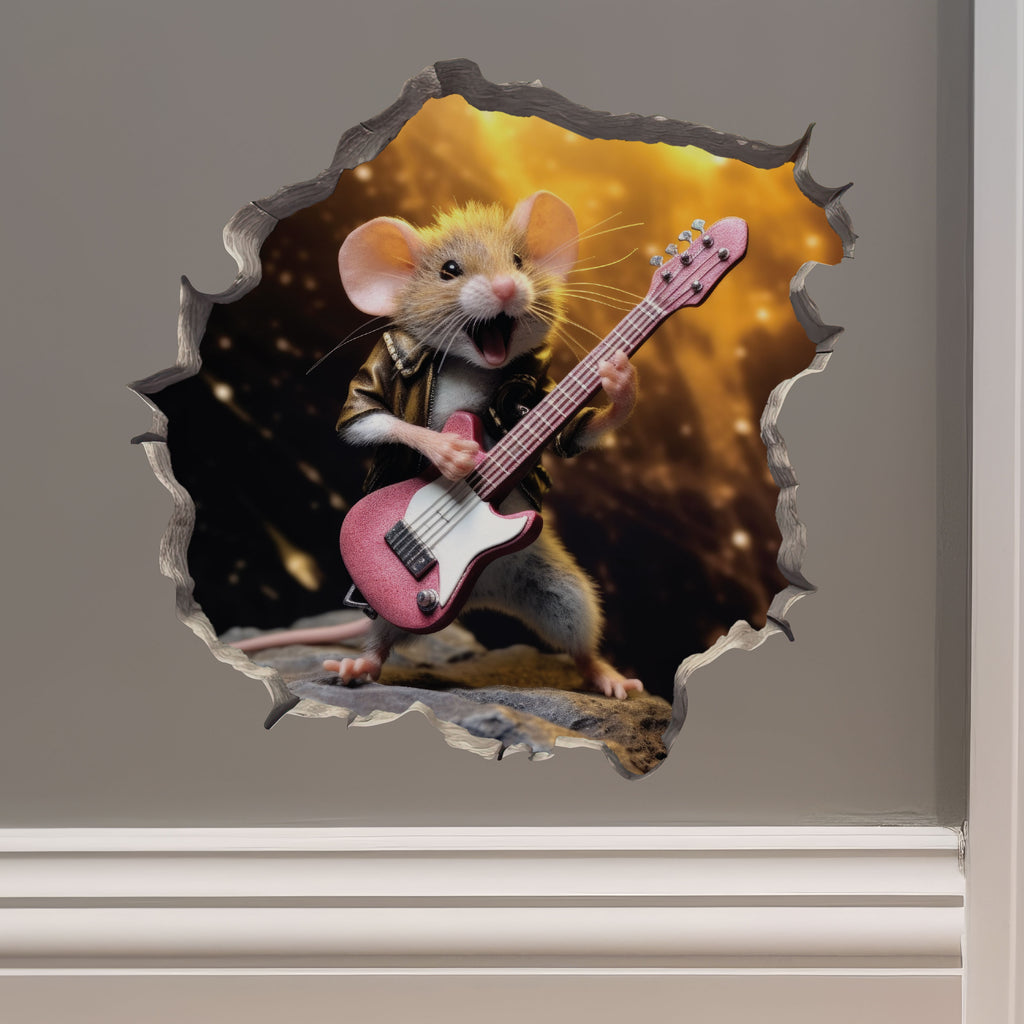 Rock and Roll Mouse decal on wall