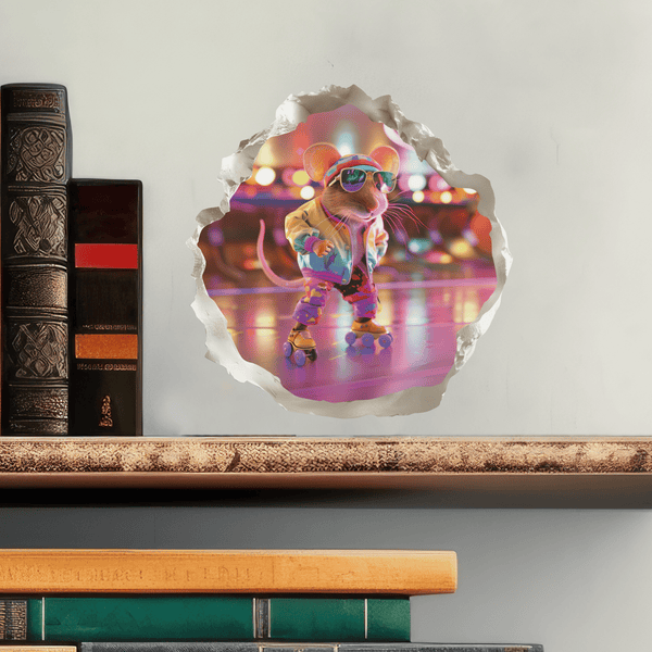 Roller Skating Mouse Hole Decal - My Wonderful Walls