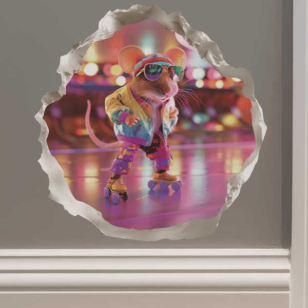 Roller Skating Mouse Hole Decal - My Wonderful Walls