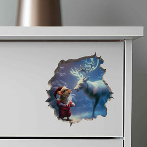 Santa and Reindeer Mouse Hole Decal - My Wonderful Walls