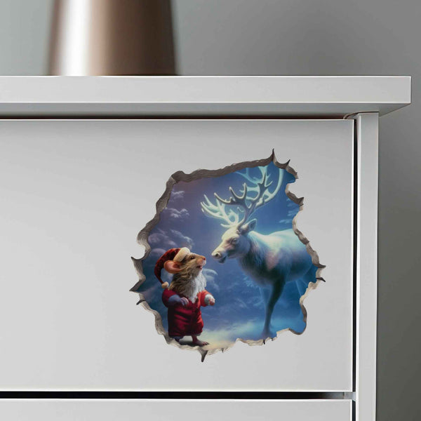 Santa and Reindeer Mouse Hole Decal - My Wonderful Walls