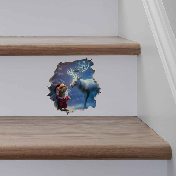 Santa and Reindeer Mouse Hole Decal - My Wonderful Walls