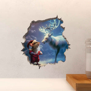 Santa and Reindeer Mouse Hole Decal - My Wonderful Walls