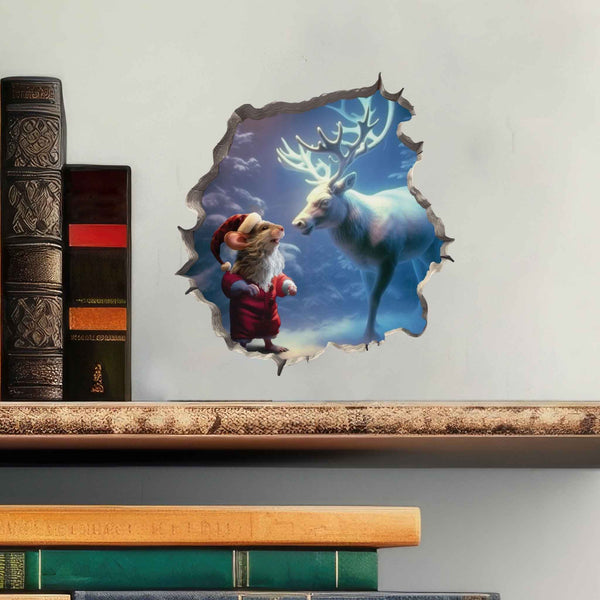 Santa and Reindeer Mouse Hole Decal - My Wonderful Walls