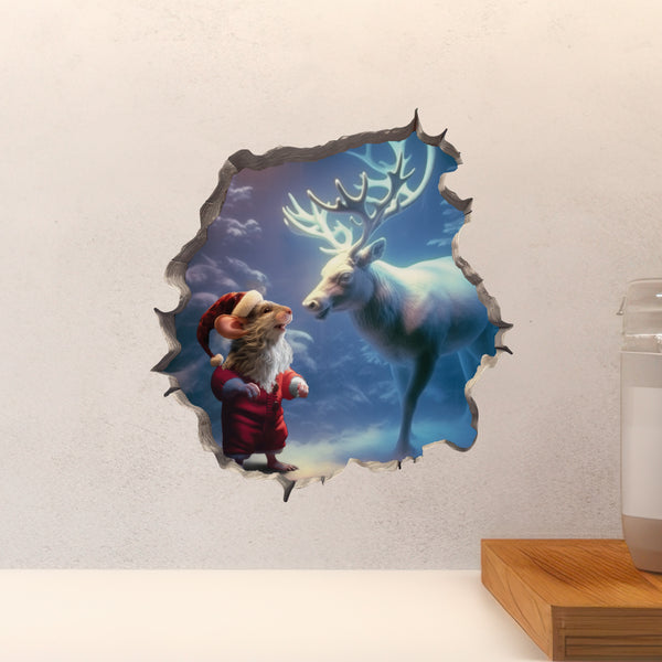 Santa Claus Mouse and Reindeer decal on countertop