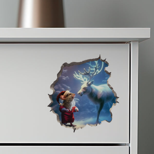 Santa Claus Mouse and Reindeer decal on dresser