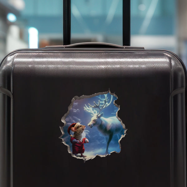 Santa Claus Mouse and Reindeer decal on luggage