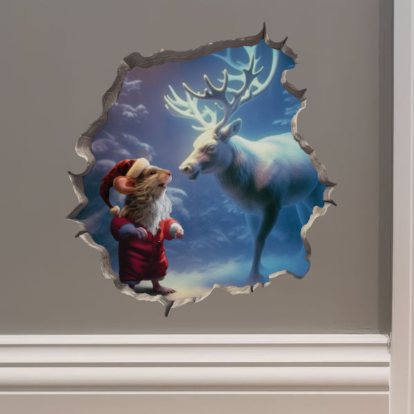 Santa Clause Mouse and Reindeer decal on wall