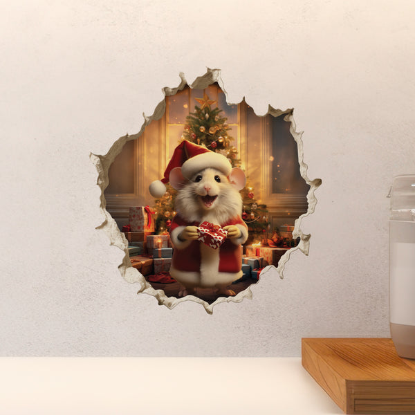 Santa Mouse decal video above countertop