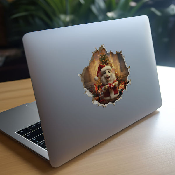 Santa Mouse decal video on laptop
