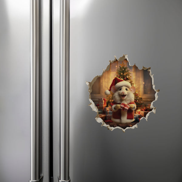 Santa Mouse decal video on refrigerator
