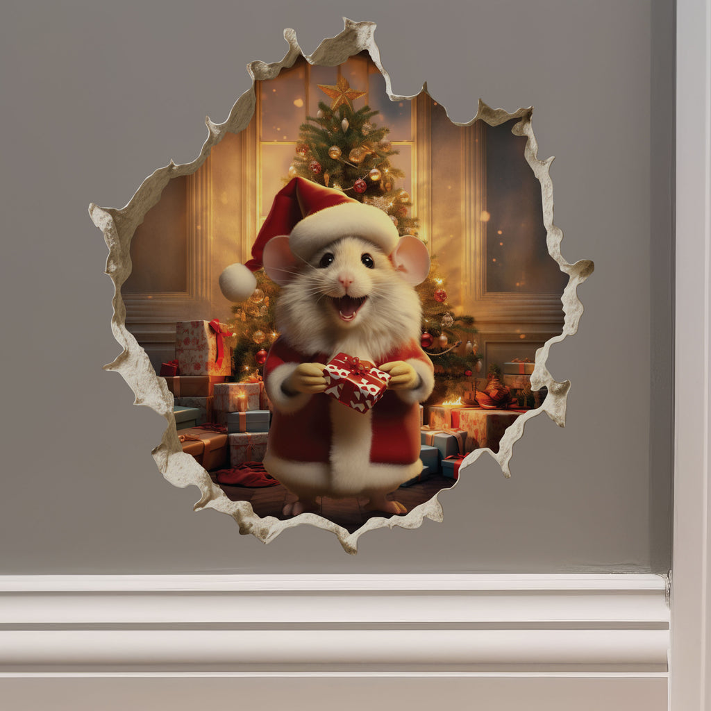 Santa Mouse decal video on wall