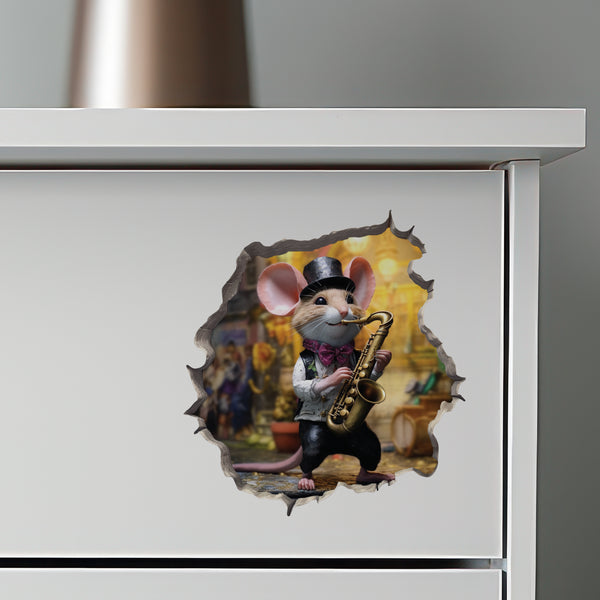 Saxophone Mouse decal on dresser