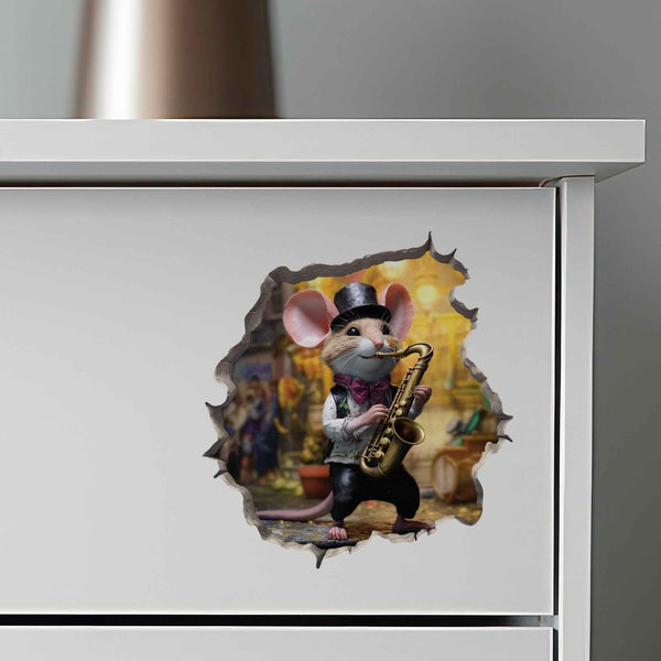 Saxophone Mouse Hole Decal - My Wonderful Walls