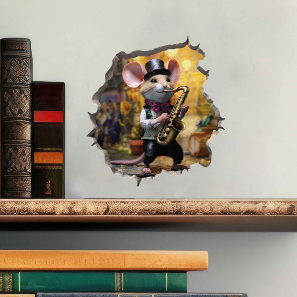 Saxophone Mouse Hole Decal - My Wonderful Walls