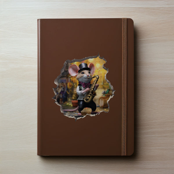 Saxophone Mouse decal on notebook