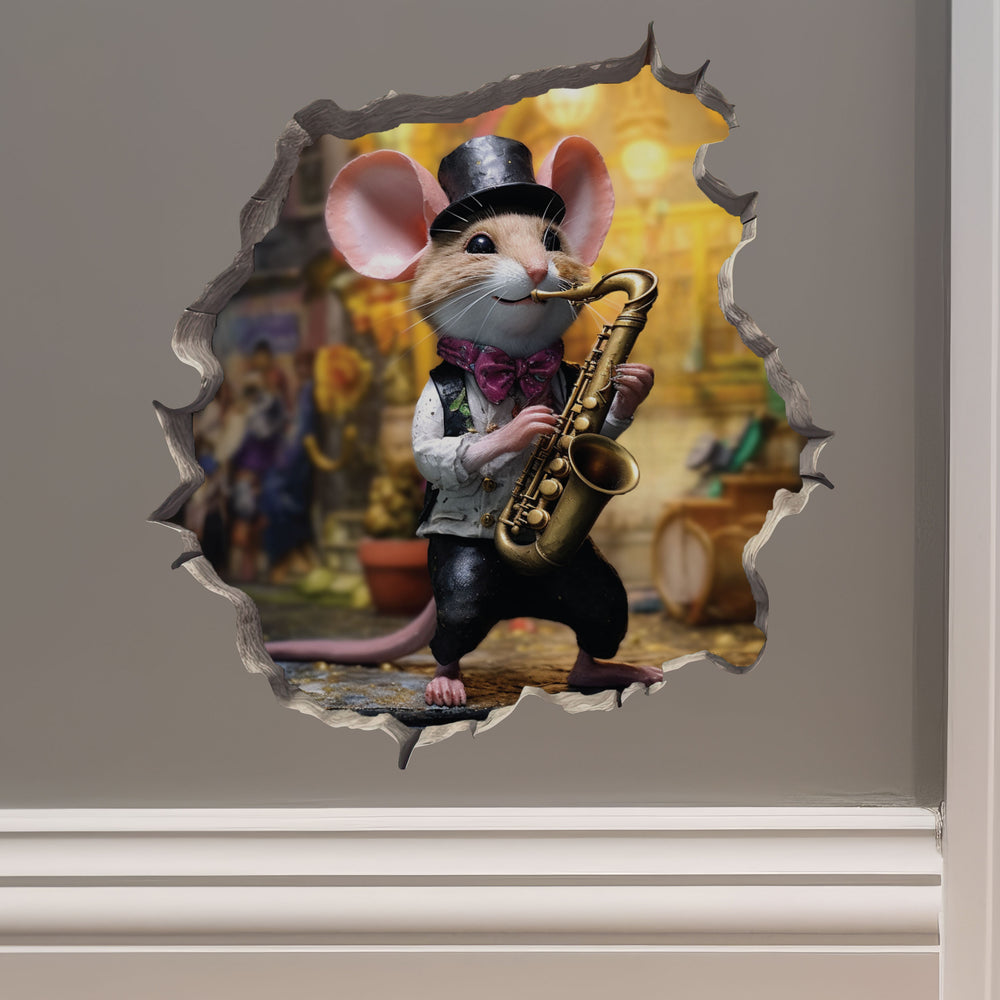 Saxophone Mouse decal on wall