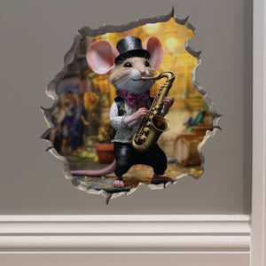 Saxophone Mouse decal on wall